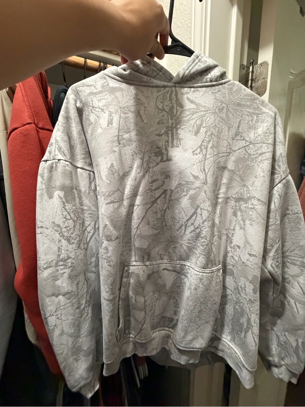 Men's Gray Hoodie Sweatshirt - Subtle Camouflage Print